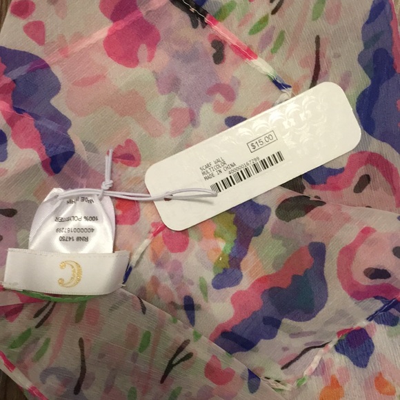 2/$15 NWT Charming Charlie floral chiffon scarf - Picture 3 of 4